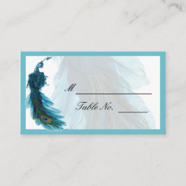 Aquamarine Blue Peacock Plume Wedding Platzkarte