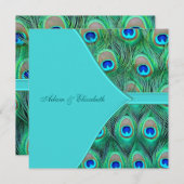 Aquamarine Blue Peacock Wedding Einladung (Vorne/Hinten)