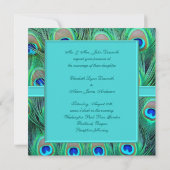 Aquamarine Blue Peacock Wedding Einladung (Rückseite)