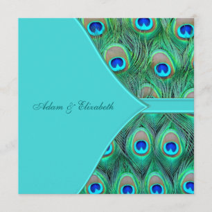 Aquamarine Blue Peacock Wedding Einladung