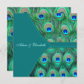 Aquamarine Blue Peacock Wedding Einladung (Vorne/Hinten)
