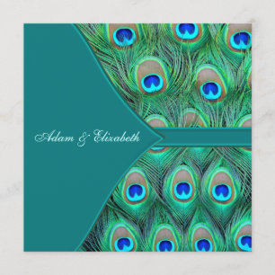 Aquamarine Blue Peacock Wedding Einladung