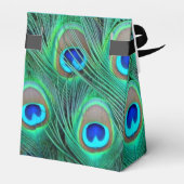 Aquamarine Blue Peacock Wedding Geschenkschachtel (Rückseite)