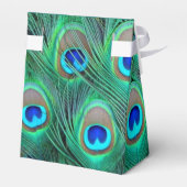 Aquamarine Blue Peacock Wedding Geschenkschachtel (Rückseite)