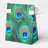 Aquamarine Blue Peacock Wedding Geschenkschachtel (Rückseite)
