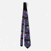 AQUAMARINE BLUE PURPLE BLUMEN, GEMSTONEN Schwarze  Krawatte (Rückseite)