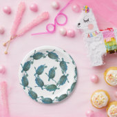 Aquamarine Blue Sea Turtles Ocean Eleganter Strand Pappteller (Party)