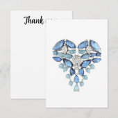 Aquamarine Blue silber Diamant Herzlichen Dank Dankeskarte (Vorne/Hinten)