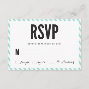 Aquamarine Blue Stripes UAWG Response Card RSVP Karte