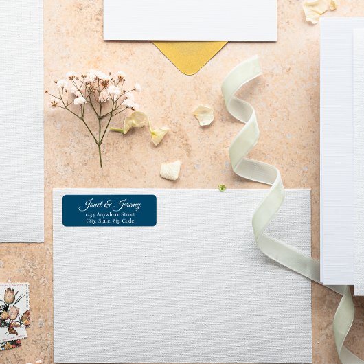 Aquamarine Blue Stylized Names Wedding Rücksendead