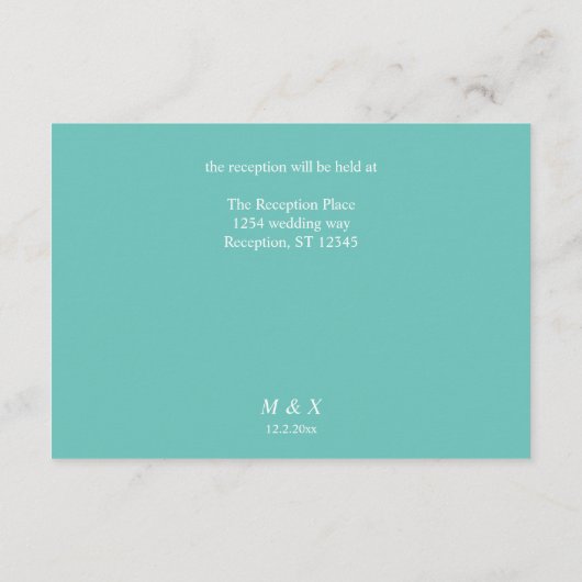 Aquamarine Blue Typografy Script Details Begleitkarte (Rückseite)