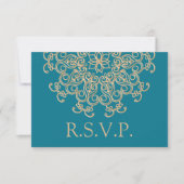 AQUAMARINE BLUE UND GOLD INDIAN RESPONIT RSVP CARD (Vorderseite)