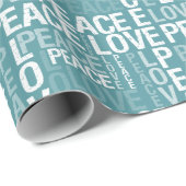 Aquamarine Blue White Peace Liebe Geschenkpapier (Rolleneckpunkt)