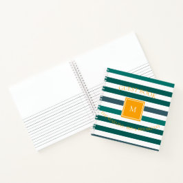 Aquamarine Blues White Striping Monogram B & B Gäs Notizblock