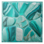 Aquamarine Blume Abstrakt Celli Art Collection Fliese (Vorderseite)