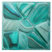 Aquamarine Blume Abstrakt Celli Art Collection Fliese (Vorderseite)