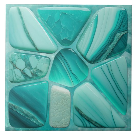 Aquamarine Blume Abstrakt Celli Art Collection Fliese (Vorderseite)