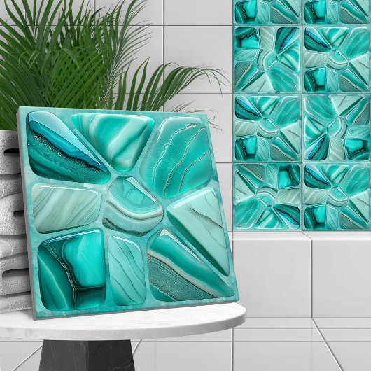 Aquamarine Blume Abstrakt Celli Art Collection Fliese