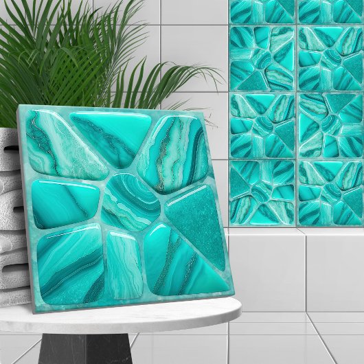 Aquamarine Blume Abstrakt Celli Art Collection Fliese