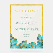 Aquamarine Blume Begrüßung Acrylschild (Vorderseite)