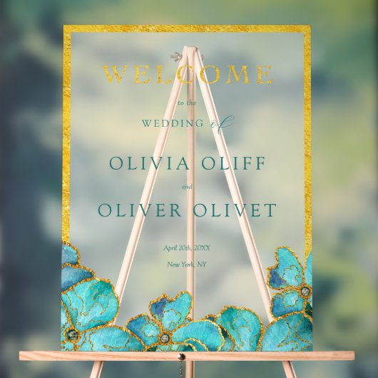 Aquamarine Blume Begrüßung Acrylschild (Neutral)