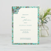 Aquamarine Blume Brautdusche Einladung (Stehend Vorderseite)