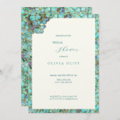 Aquamarine Blume Brautdusche Einladung (Vorne/Hinten)