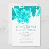 Aquamarine Blume Bridal Dusche Einladungen (Vorderseite)