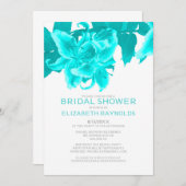 Aquamarine Blume Bridal Dusche Einladungen (Vorne/Hinten)