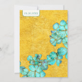 Aquamarine Blume, die den QR-Code des Datums speic Einladung (Rückseite)