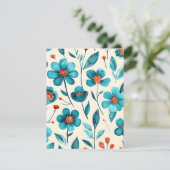 Aquamarine Blume Feiertagskarte (Stehend Vorderseite)