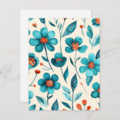 Aquamarine Blume Feiertagskarte (Vorne/Hinten)