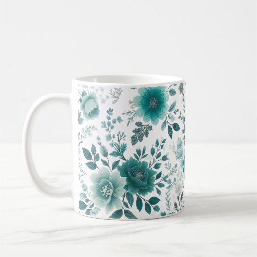 💐 Aquamarine Blume Freude Kaffeetasse (Links)