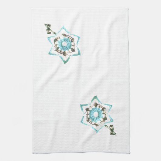 Aquamarine Blume Geschirrtuch (Vertikal)