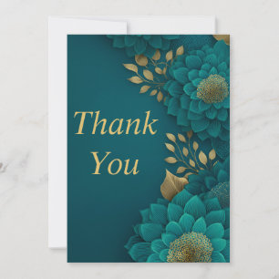 Aquamarine Blume Gold Blätter Dunkel Aquamarin Dan Einladung