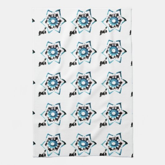 Aquamarine Blume Handtuch (Vertikal)