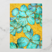 Aquamarine Blume Hochzeit Folieneinladung (Rückseite)