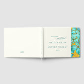 Aquamarine Blume Hochzeit Gästebuch (Voll)