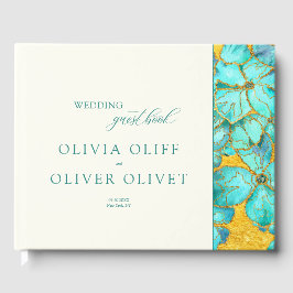 Aquamarine Blume Hochzeit Gästebuch