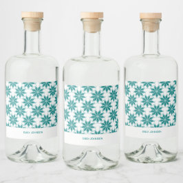 Aquamarine Blume individuelle Name weiß Alkoholflaschenetikett