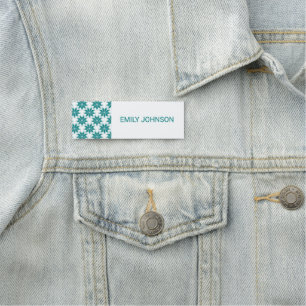 Aquamarine Blume individuelle Name weiß Namensschild