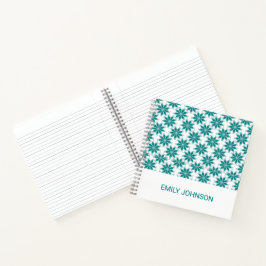 Aquamarine Blume individuelle Name weiß Notizblock