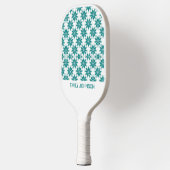 Aquamarine Blume individuelle Name weiß Pickleball Schläger (Links)