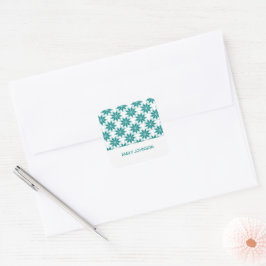 Aquamarine Blume individuelle Name weiß Quadratischer Aufkleber