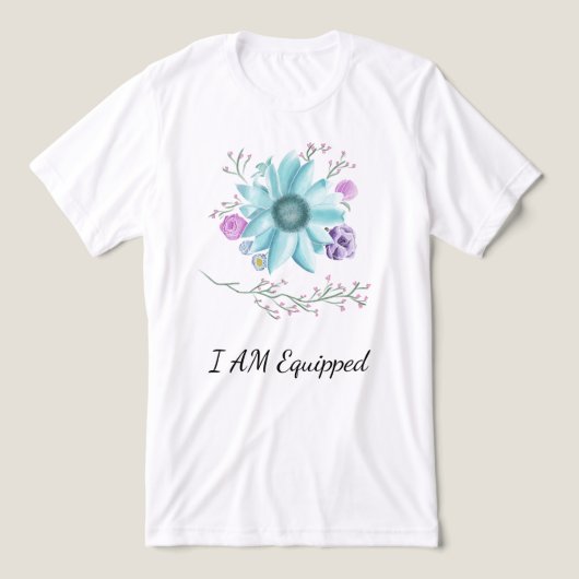 Aquamarine Blume mit Ich bin ausgerüstet Tri-Blend Shirt (Design Vorderseite)