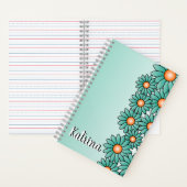 Aquamarine Blume Notebook für Office, SpiralNotebo Notizblock (Innen)