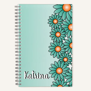 Aquamarine Blume Notebook für Office, SpiralNotebo Notizblock
