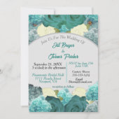 Aquamarine Blume und Rose Hochzeitsfeier Einladung (Vorderseite)