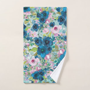 Aquamarine Blume und Rosen auf Aquamarinen Handtuch