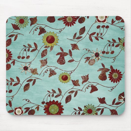 Aquamarine Blumen Mousepad (Vorne)